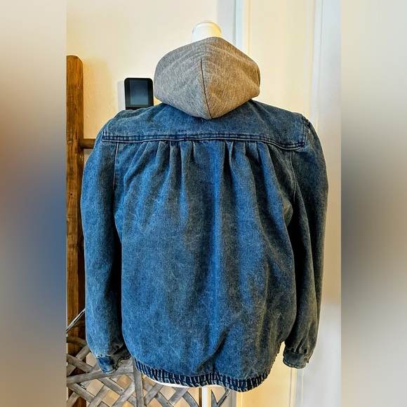 Vintage Stefano International Grunge Plaid Flannel Hoodie Denim Jean Jacket - Picture 3 of 16